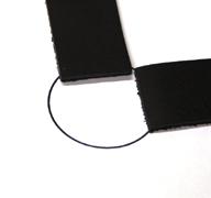 A series of photos showing how to estimate the proper size ring for a one inch piece of material.