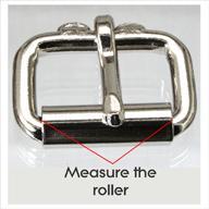 Showing how to measure a roller buckle.